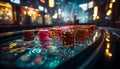 Nightlife, gambling, and wealth illuminate the casino blurred motion generated by AI Royalty Free Stock Photo