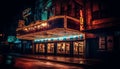Nightlife illuminated city streets, famous buildings, and neon signs generated by AI Royalty Free Stock Photo