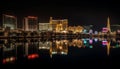 Nightlife illuminates modern casino skyline, reflecting multi colored cityscape architecture generated by AI Royalty Free Stock Photo