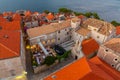 Nightlife at a narrow street in the old town of Korcula, Croatia Royalty Free Stock Photo