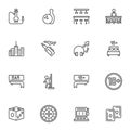 Nightlife party line icons set