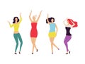 Dancing Women Smiling and Moving with Music Vector