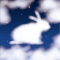 Nightly background with cloud in shape of bunny in the starry sky