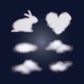 Nightly background with clouds set with several shapes