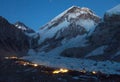 Nightly panoramic view of Mount Everest base camp Royalty Free Stock Photo