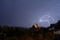 Nightly thunderstorm over Bertrada Castle in Germany