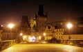 Nightly view from Charles Bridge - Prague Royalty Free Stock Photo
