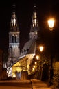 Nightly view from Vysehrad castle Royalty Free Stock Photo