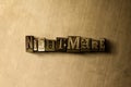 NIGHTMARE - close-up of grungy vintage typeset word on metal backdrop