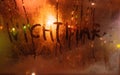 Nightmare, sleep problems. Inscription on the fogged glass,