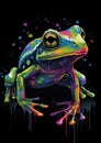 Nightmarish Frog Shirt with Bright Colored Paint Dripping Technique. Perfect for Halloween. Royalty Free Stock Photo