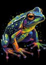 Nightmarish Frog Shirt with Bright Colored Paint Dripping Technique. Perfect for Halloween. Royalty Free Stock Photo