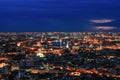 Nightscape of Bangkok,Thailand - with lightning in the sky