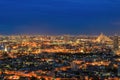 Nightscape of Bangkok,Thailand - with lightning in the sky