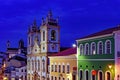 Nightscape of the houses and church Royalty Free Stock Photo