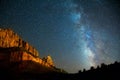 Nightscape Milky Way in Zion Canyon Royalty Free Stock Photo