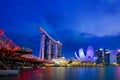 Nightscape of Singapore Marina Bay Sand Singapore Royalty Free Stock Photo