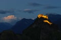 Nightscape of Sion, Switzerland at twilight