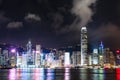 Nightscape and Skyline of Urban Architecture in Hong Kong Royalty Free Stock Photo