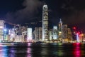 Nightscape and Skyline of Urban Architecture in Hong Kong Royalty Free Stock Photo