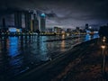 nightscene of han river in wuhan city