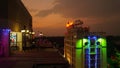 Nightscene with lid up buildings in Madurai, India.