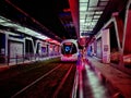 nightscene of trams