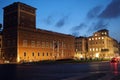 Nightshot of Piazza Venezia in Rome, Italy Royalty Free Stock Photo