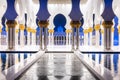 Nightshot of the Sheik Zhayed mosque colonnade