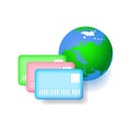 Stack of credit cards and Planet Earth Royalty Free Stock Photo