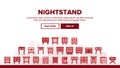 Nightstand Furniture Landing Header Vector