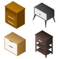 Nightstand icon set, isometric style Royalty Free Stock Photo