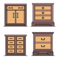 Nightstand icon set line color vector