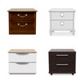 Nightstand icon set, realistic style
