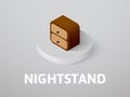 Nightstand isometric icon, isolated on color background Royalty Free Stock Photo