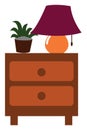 Clipart of a nightstand side table with two drawers for bedrooms, vector or color illustration