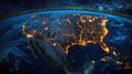 Nighttime Aerial View of USA from Space Royalty Free Stock Photo