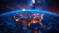 Nighttime Aerial View of USA from Space Royalty Free Stock Photo