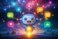 NightTime AI Chatbot Support Animated Speech Bubbles Showcase Friendly Communication and Generative AI in Customer