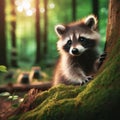 Nighttime Bandit - Raccoon\'s Stealthy Forays in the Moonlit Shadows Royalty Free Stock Photo