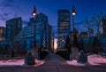 Illuminated Bridge In Downtown Calgary At Night Royalty Free Stock Photo