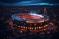 Nighttime at Camp Nou Stadium: A Spectacular View. Generative By Ai Royalty Free Stock Photo