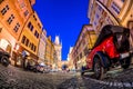 Nighttime at Celetna street, leading to Prasna brana Powder Tower in Prague, Czech Republic Royalty Free Stock Photo