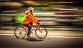 Nighttime city cycling blurred motion, speed, traffic, healthy lifestyle generated by AI Royalty Free Stock Photo