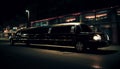 Nighttime city traffic blurred motion, illuminated by headlights and streetlights generated by AI Royalty Free Stock Photo