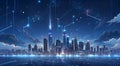 Futuristic Smart Cityscape with Digital Data Streams