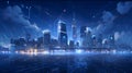 Futuristic Smart Cityscape with Digital Data Streams