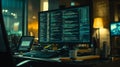 Nighttime Coder Working On Programming Code