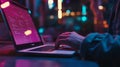 Nighttime Coding Session: Developer Working Late on Laptop