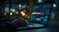 Nighttime Data Analysis Laptop Graphs Charts Royalty Free Stock Photo